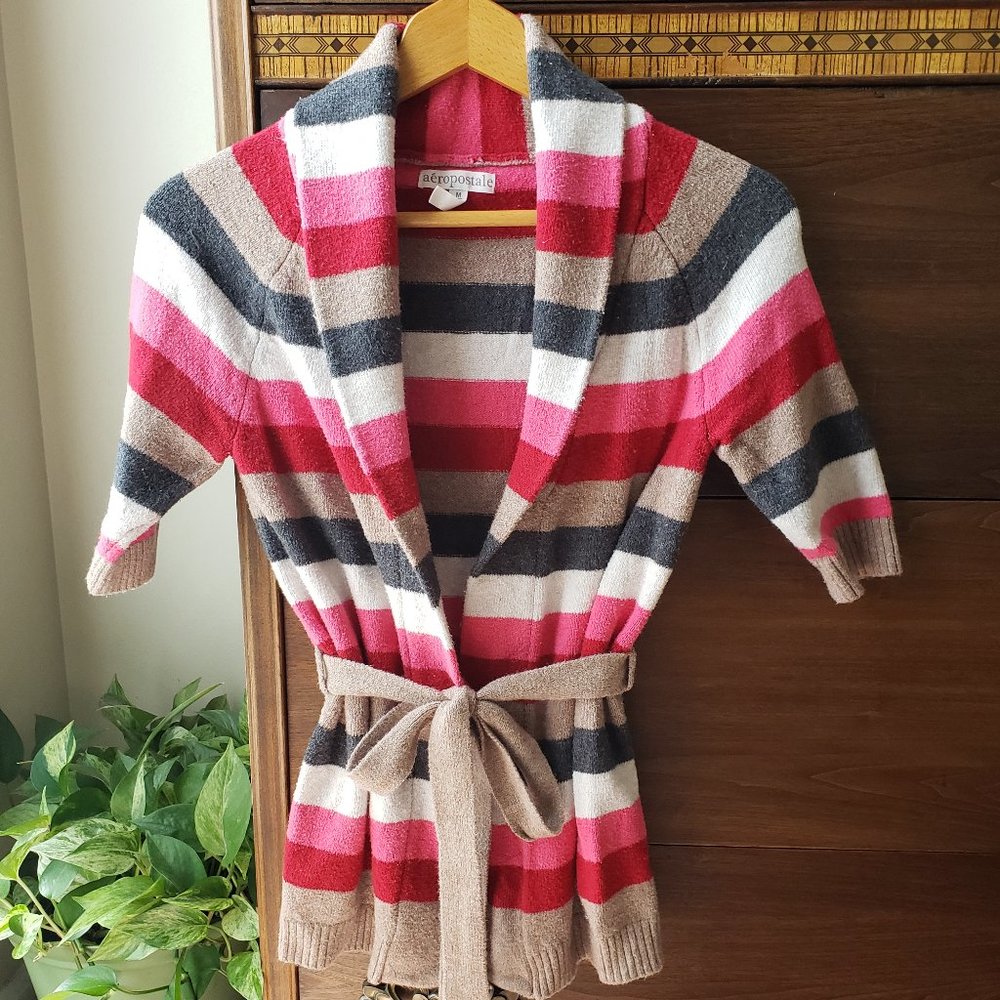 Cotton Blend Belted Sweater